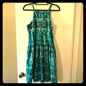 Turquoise Tone Calvin Klein A-Line Halter Dress
